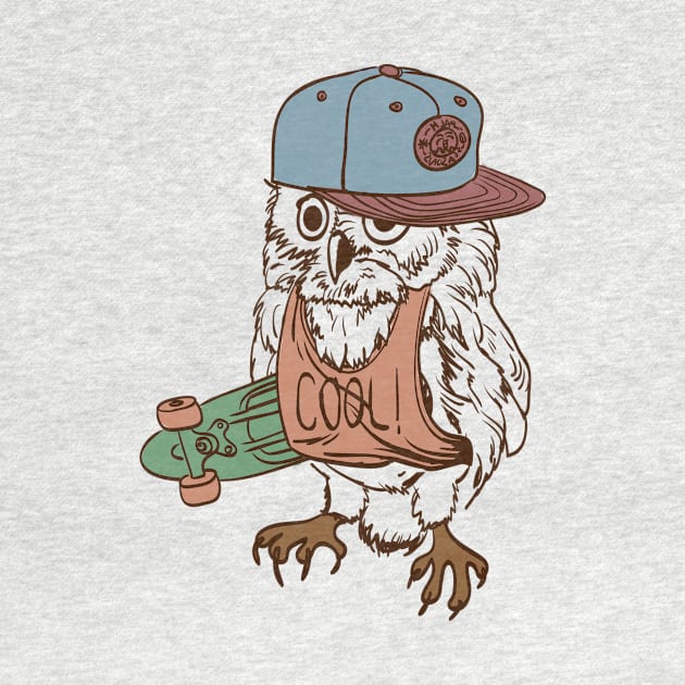 Skateboarding Owl by Digster